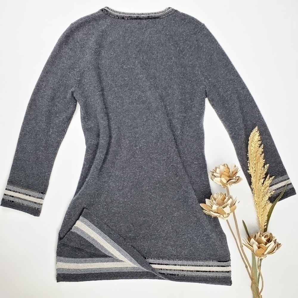 Neiman Marcus Cashmere Gray Beaded Cashmere Sweater Dress S - Picture 14 of 15